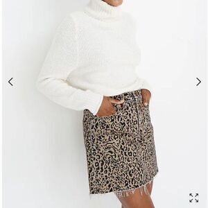 Madewell Women's Rigid Denim A-Line Leopard Printed Skirt